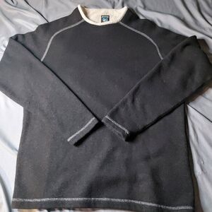 Kuhl Black Crewneck Sweater with Cream Trim